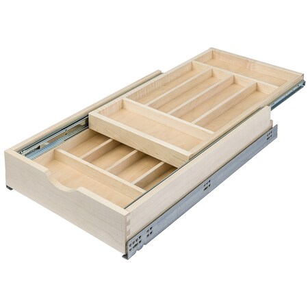 Century Components Maple Double Tier 14-7/8 in. W Silverware Drawer Pullout CC.DTIER14PF